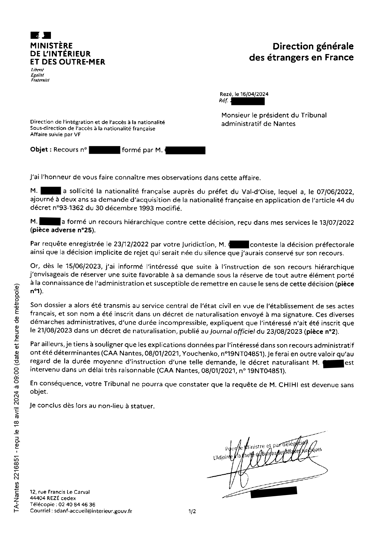 Naturalisation: un Etranger obtient sa nationalité